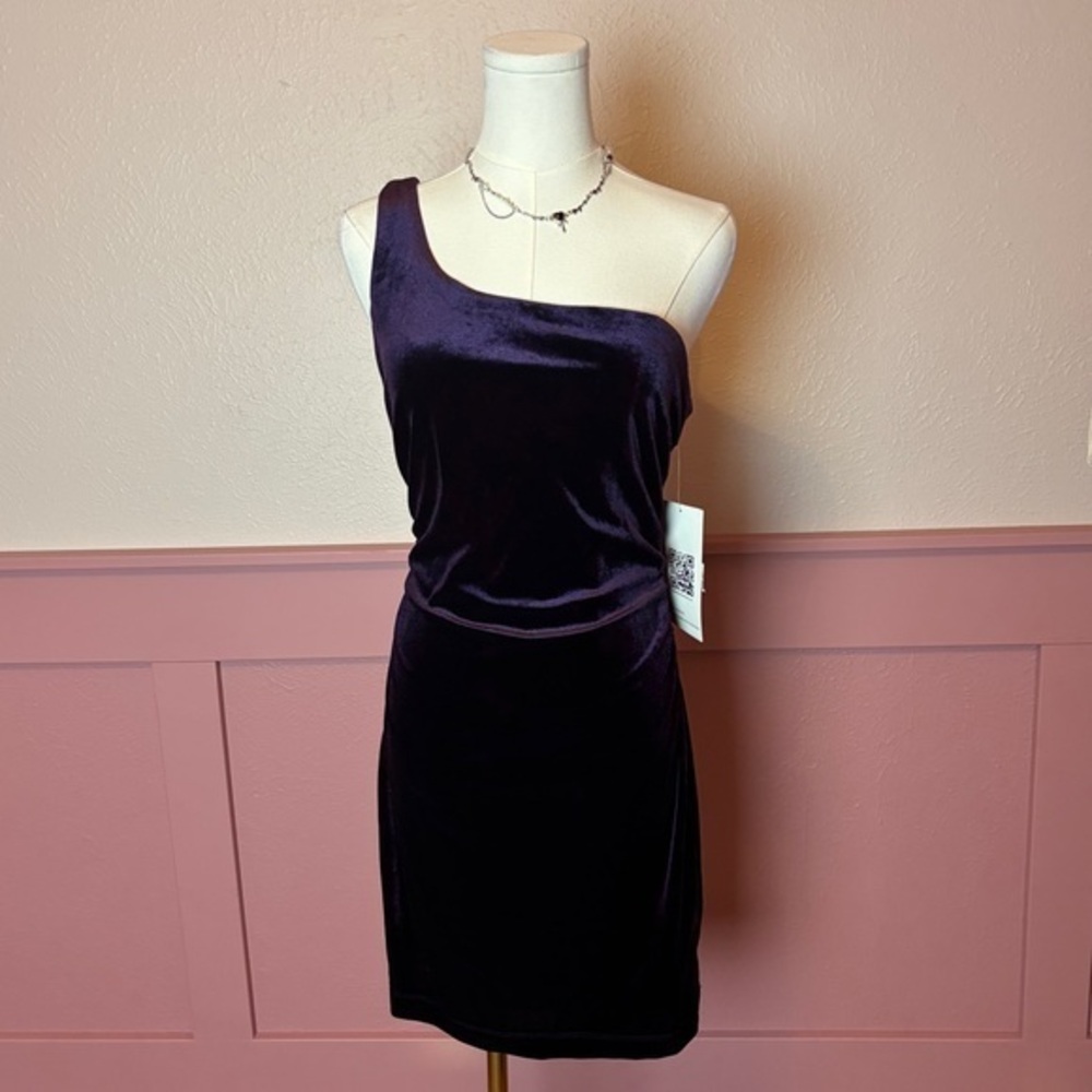 witchy fairy crushed velvet one shoulder mini dress